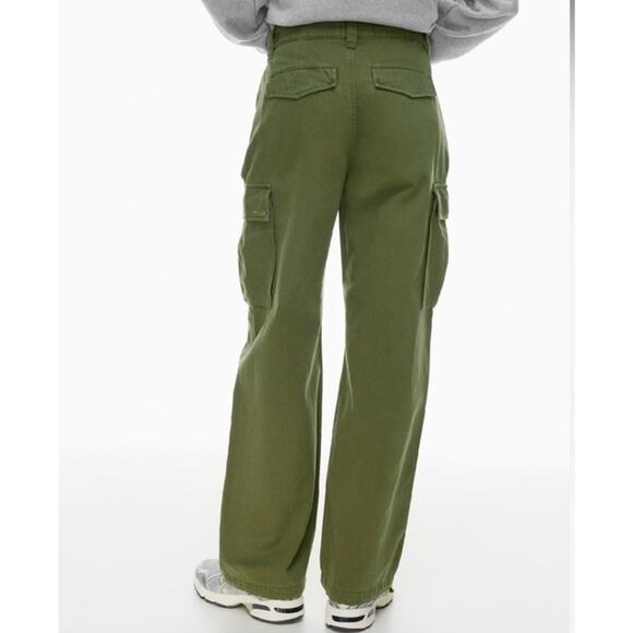 Aritzia TNA Supply Cargo Pant Pants Army Green Olive Size 12 Drawstring Missing - Picture 2 of 14